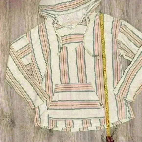 Southern Spirit Striped Beach Vacation Comfy Hoodie Poncho Sweatshirt Size S - Picture 9 of 10